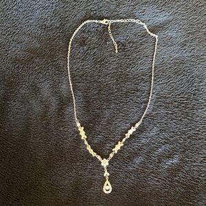 David's Bridal Silver Necklace with Crystal Details Tear Drop design